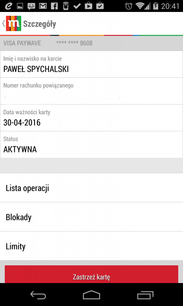 mbank mobilny karta płatnicza