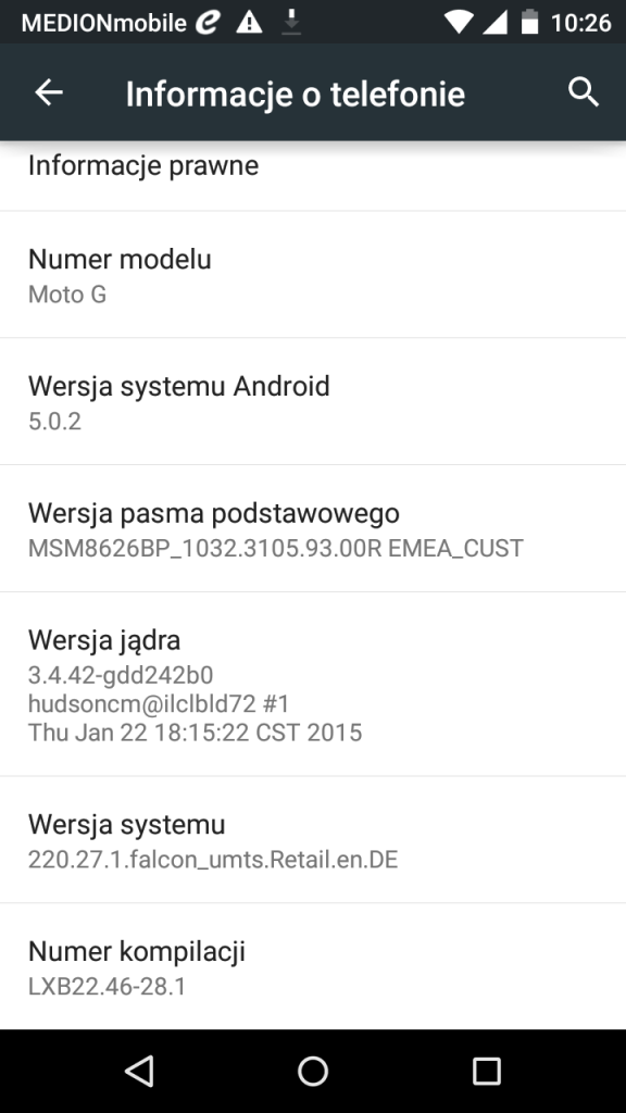 Motorola Moto G Android 5.0.2 Lollipop