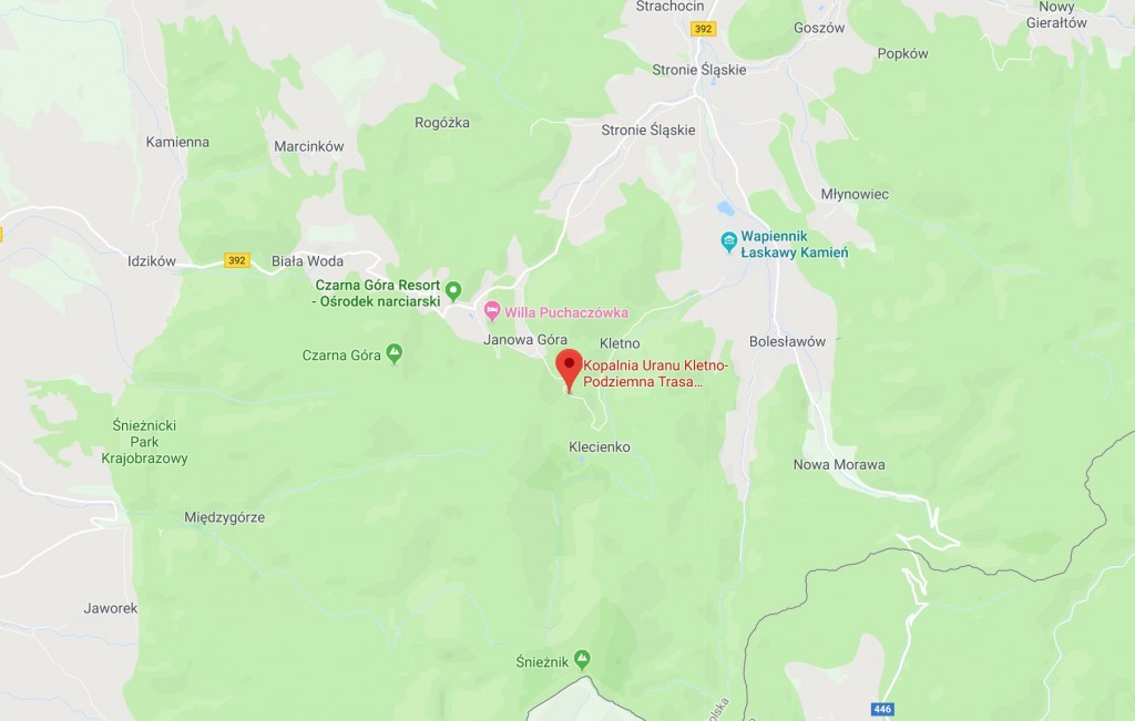 kopalnia uranu w kletnie mapa 1